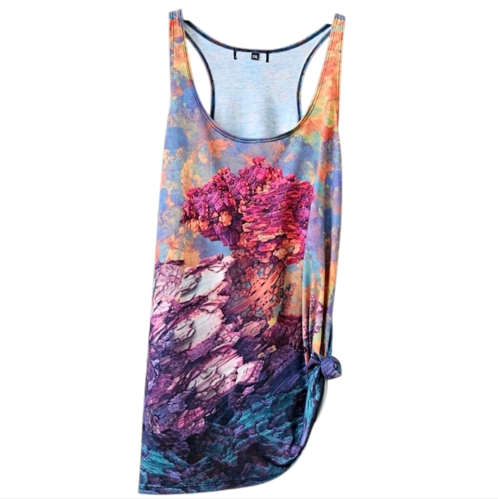 SHIRTWASCASH tank top mini dress XXL floral multi EUC EFFLORESCENT racerback